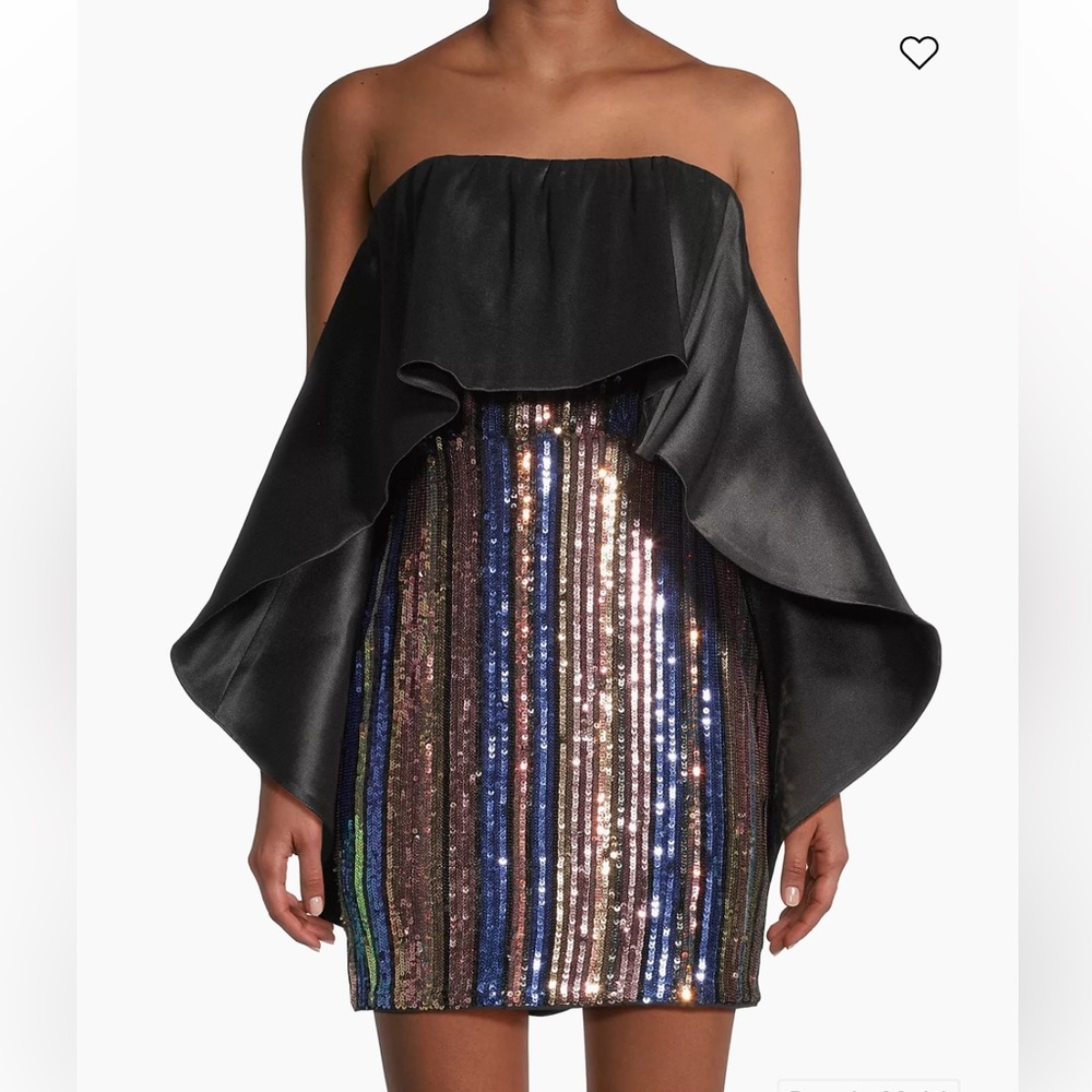 One33 Social Elegant Black Cape Dress with Multicolor Sequins size 4 - Picture 4 of 7